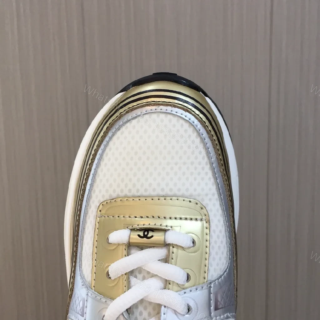 View 8 of Gold-Tone Luxe Sneaker: Textured Mesh, Everyday Glam