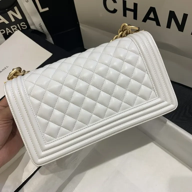 View 8 of Chanel-Style Quilted White Leather Bag: Modern Luxury