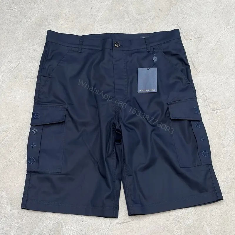 Navy Cargo Shorts with Louis Vuitton Logo Embossed Key Features Short — view 1