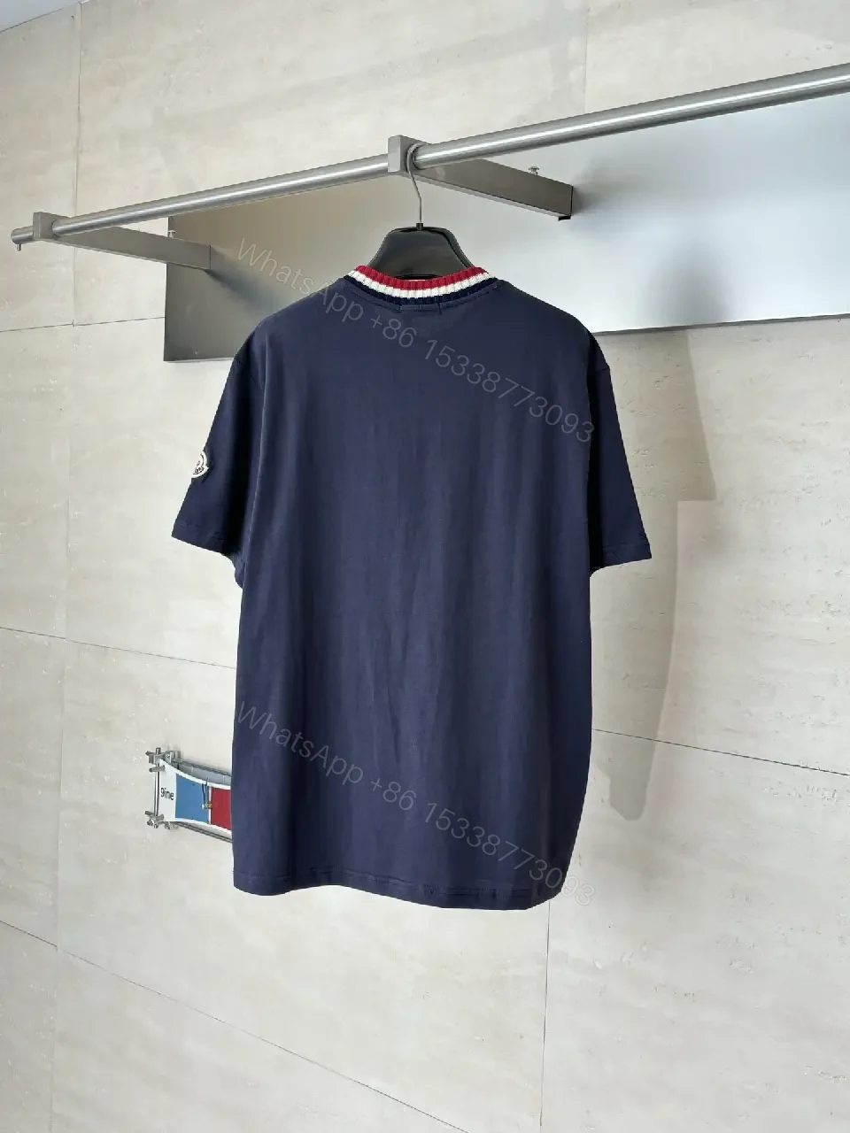 View 4 of Navy Cotton Crewneck Tee Moncler Style Key Feature
