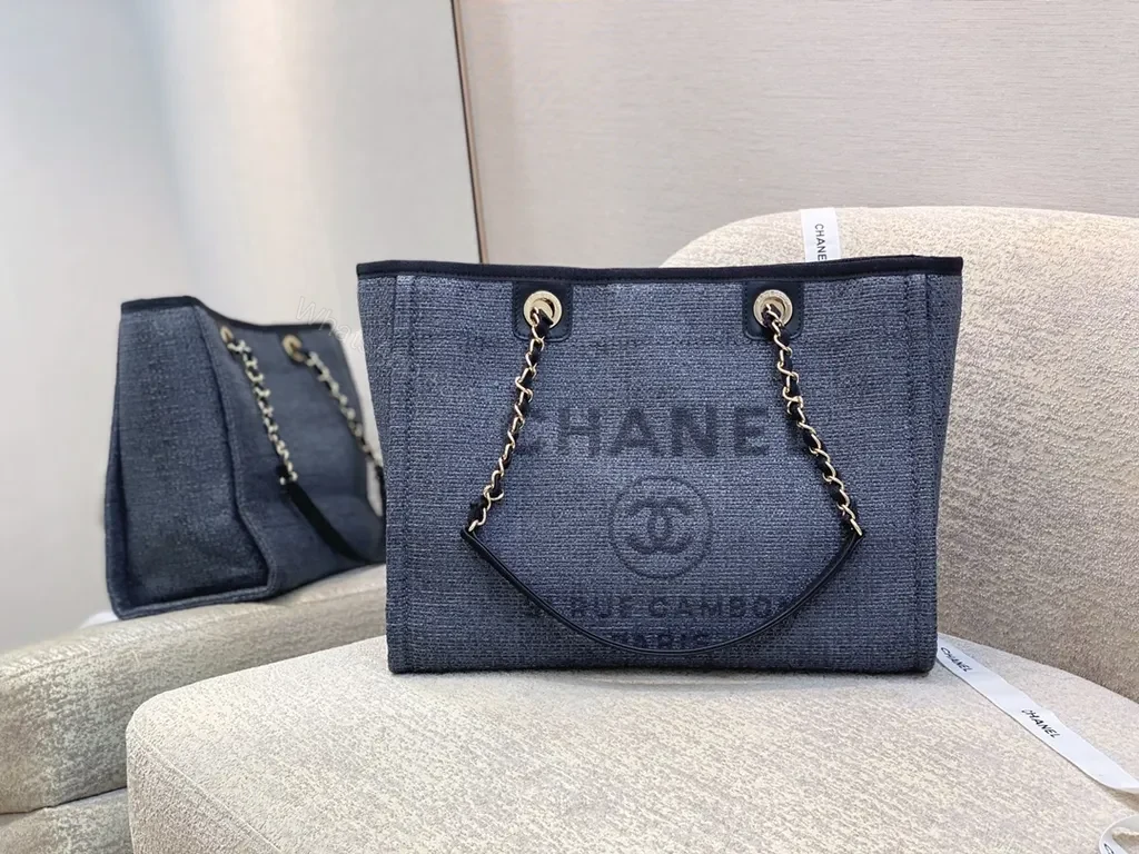 Denim-Texture Chanel-Inspired Tote: Subtle Luxe Carry — view 1