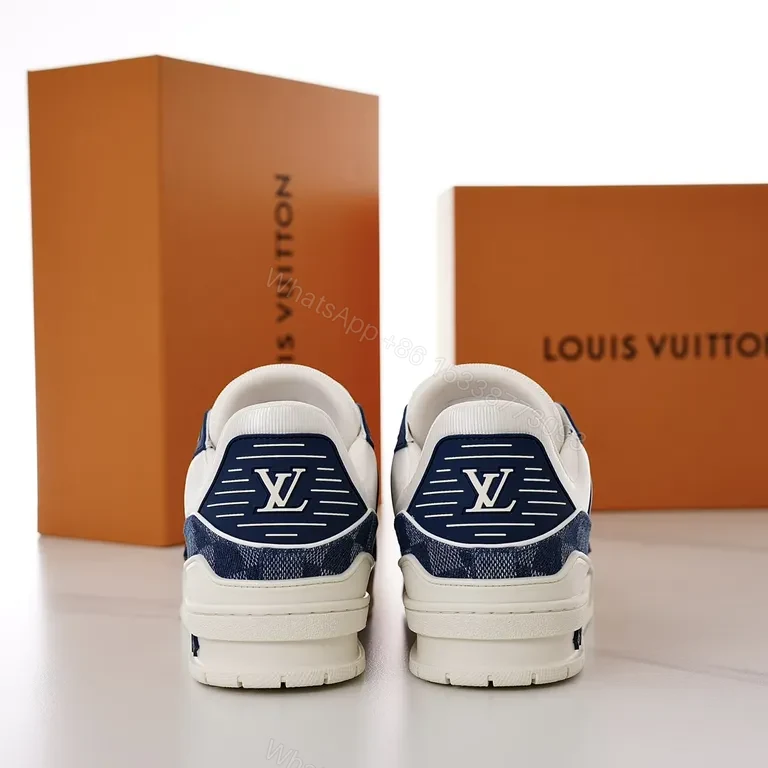 View 8 of Navy Leather Monogram Runner: Modern Checker Sneaker