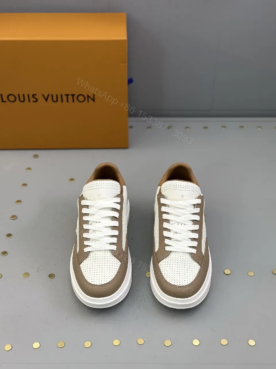 View 4 of Brown & White Leather Runner: Modern Luxury Sneaker Comfort