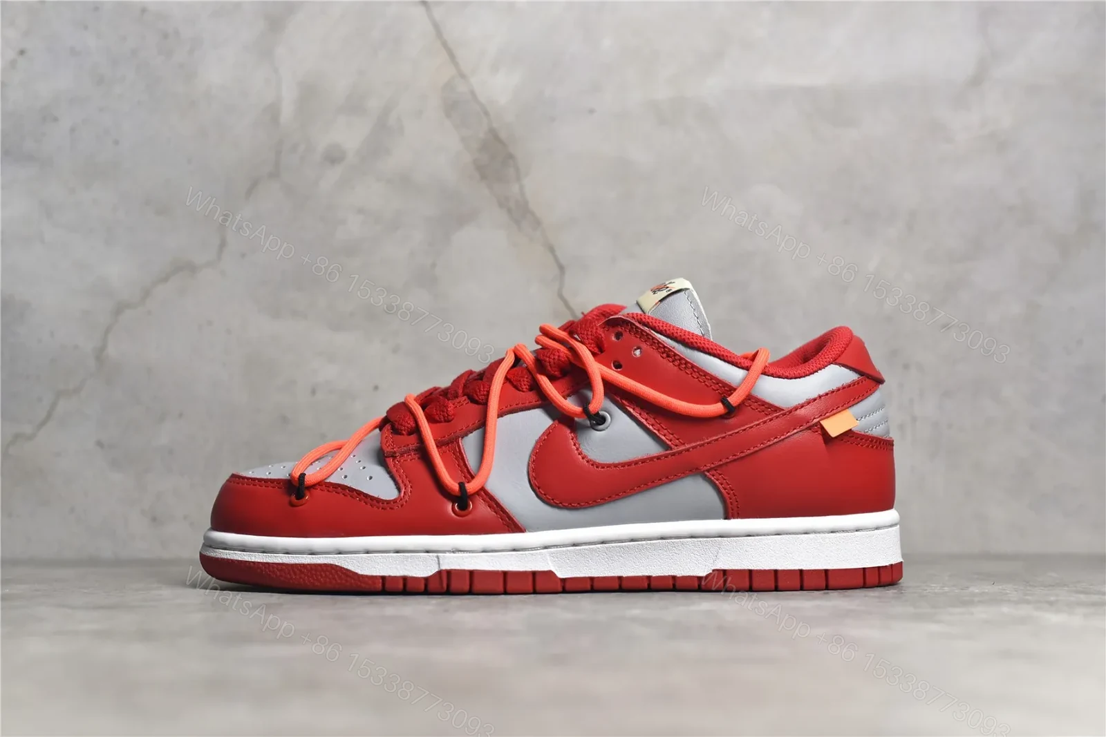 Nike Dunk Low Off-White University Red Replicas — view 1