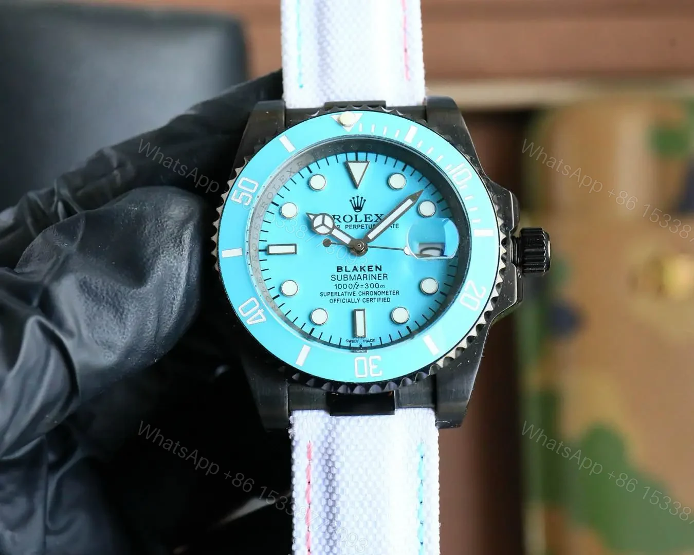 View 9 of Blaken Custom Rolex Submariner Tiffany Blue Strap 40mm RG-BLAKEN-SUB-40MM-TIFFANY-STRAP