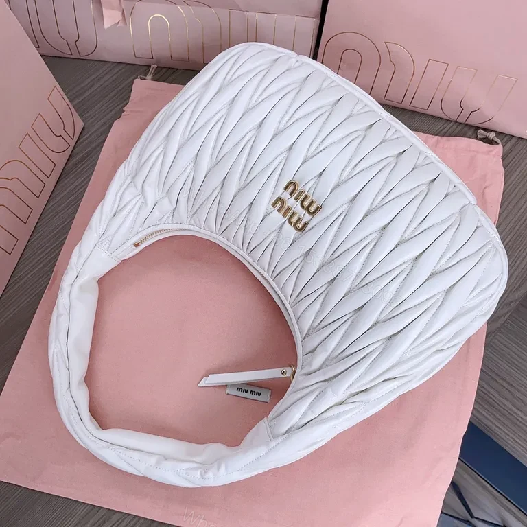 View 8 of Quilted White Leather Bag â€” Top-Handle, Miu Miu-Style Luxury