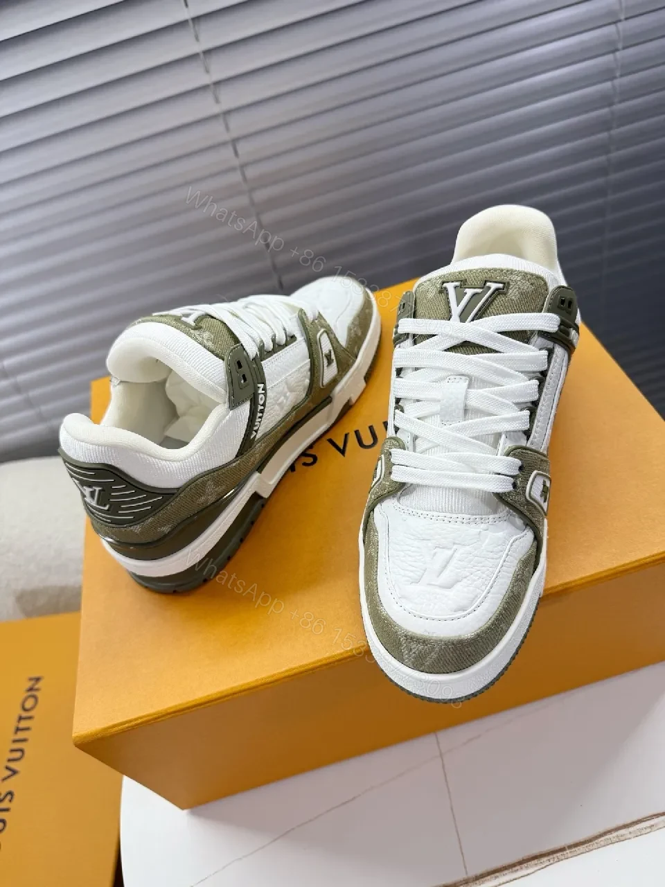 View 2 of Patterned Leather-Luxe High-Tops with LV Detailing