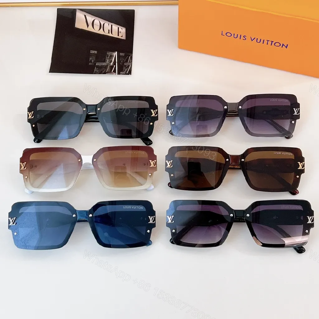 View 5 of Bold Frame Sunglasses with LV Detailing - Square Acetate Shades