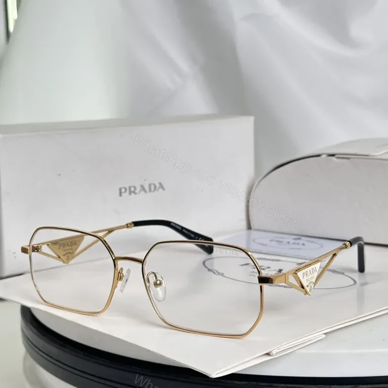 View 7 of Geometric Luxe Sunglasses: Gold-Tone Frame, UV Glasses, Prada-Style Luxury