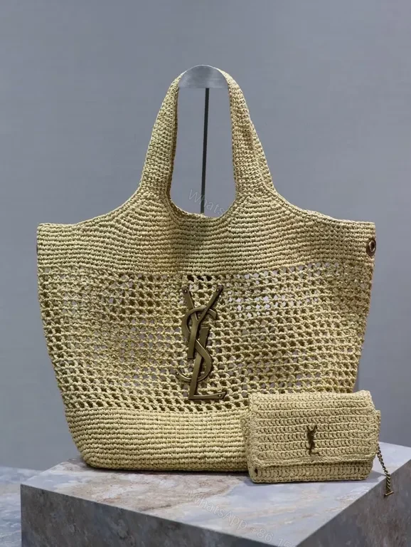 Sun-Kissed Weave Tote: YSL Hardware, Open-Top, Luxuriously Practical — view 1