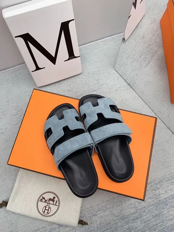 View 3 of Grey Suede Hermes-Inspired Sandals â€“ All-Day Comfort