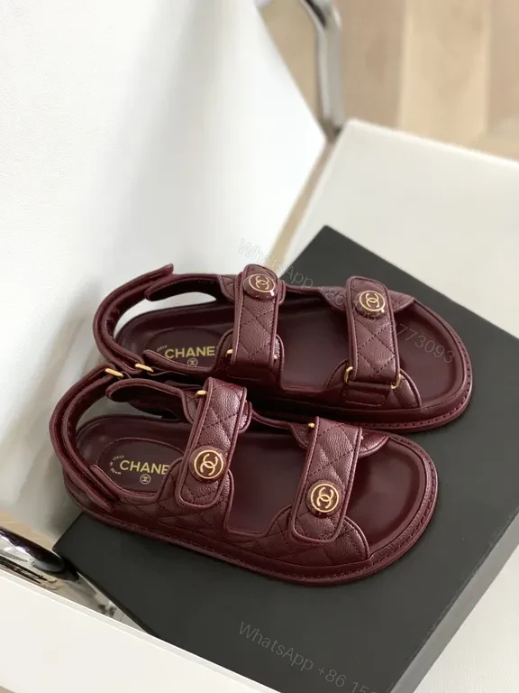 View 2 of Maroon Leather Sandals â€” Quilted Strap, Luxe Everydayâœ ̈