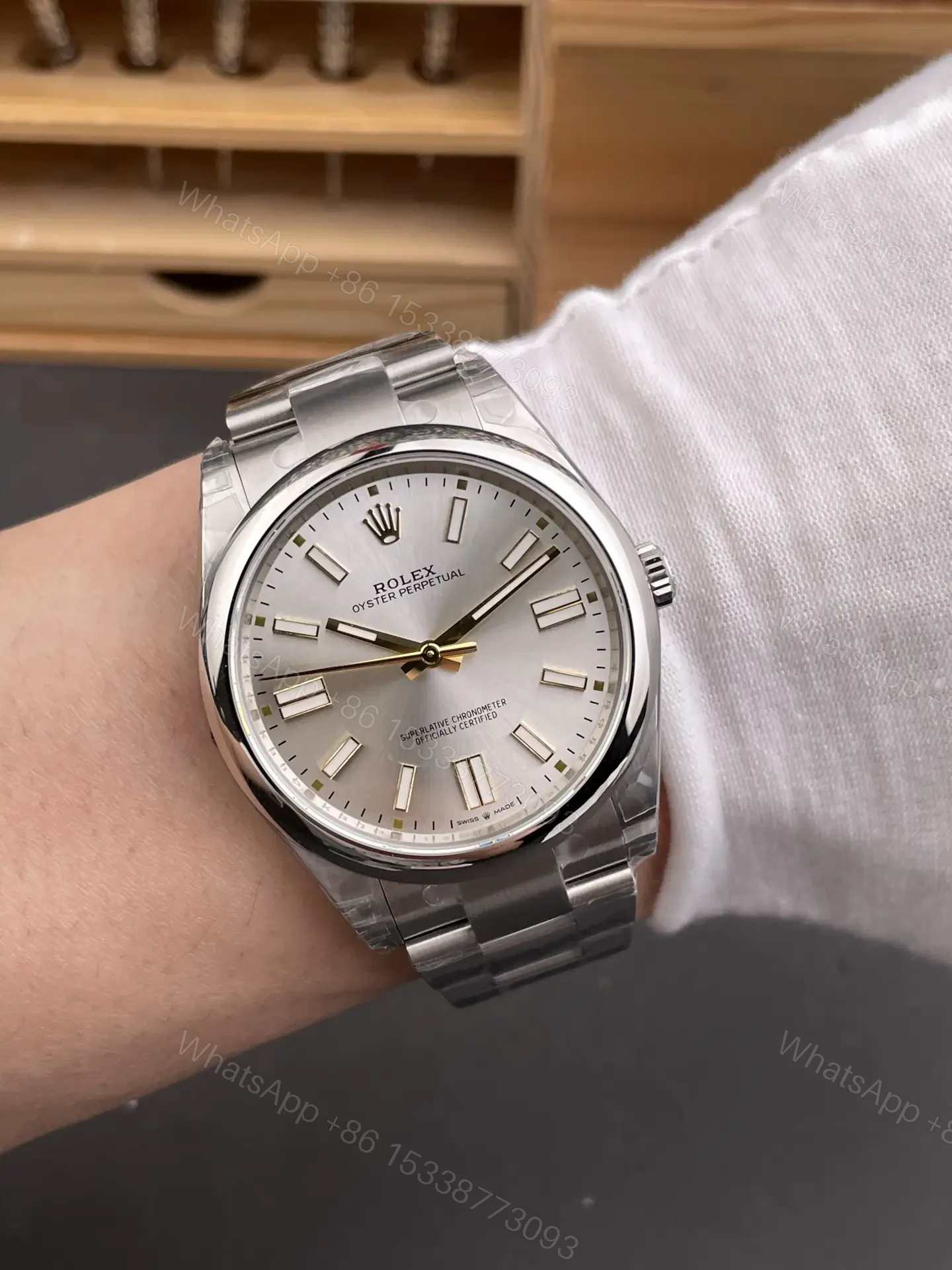 View 8 of Rolex Oyster Perpetual 41 134300 Silver Dial Watch 134300-0001