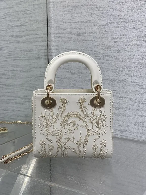 View 4 of Compact Embellished Tote: Embroidered Dior-Style Charm Bag