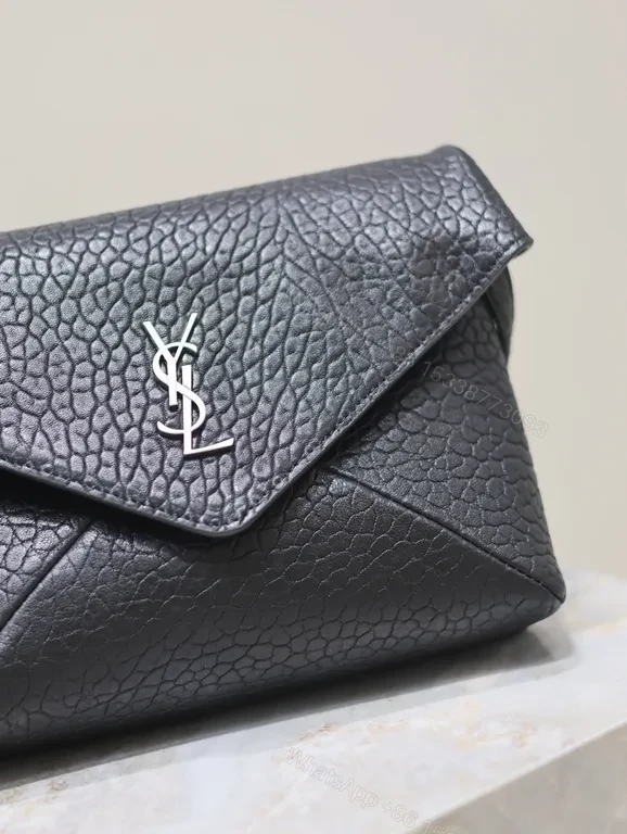 View 9 of Pebble Leather Crossbody: YSL Hardware, Modern Chic, Compact Luxury Bag