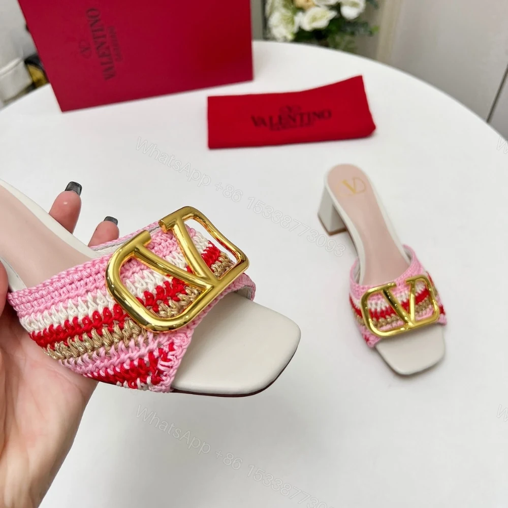 View 3 of VALENTINO GARAVANI CROCHET VLOGO SIGNATURE SLIDE SANDALS PINK
