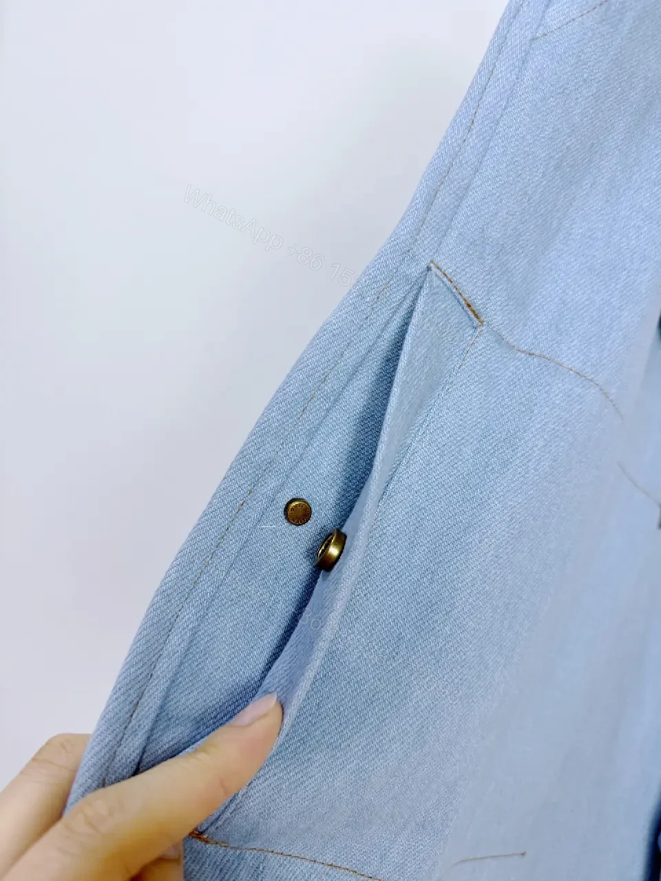View 10 of Blue Denim Shorts with Embroidered Details, Louis Vuitton Style