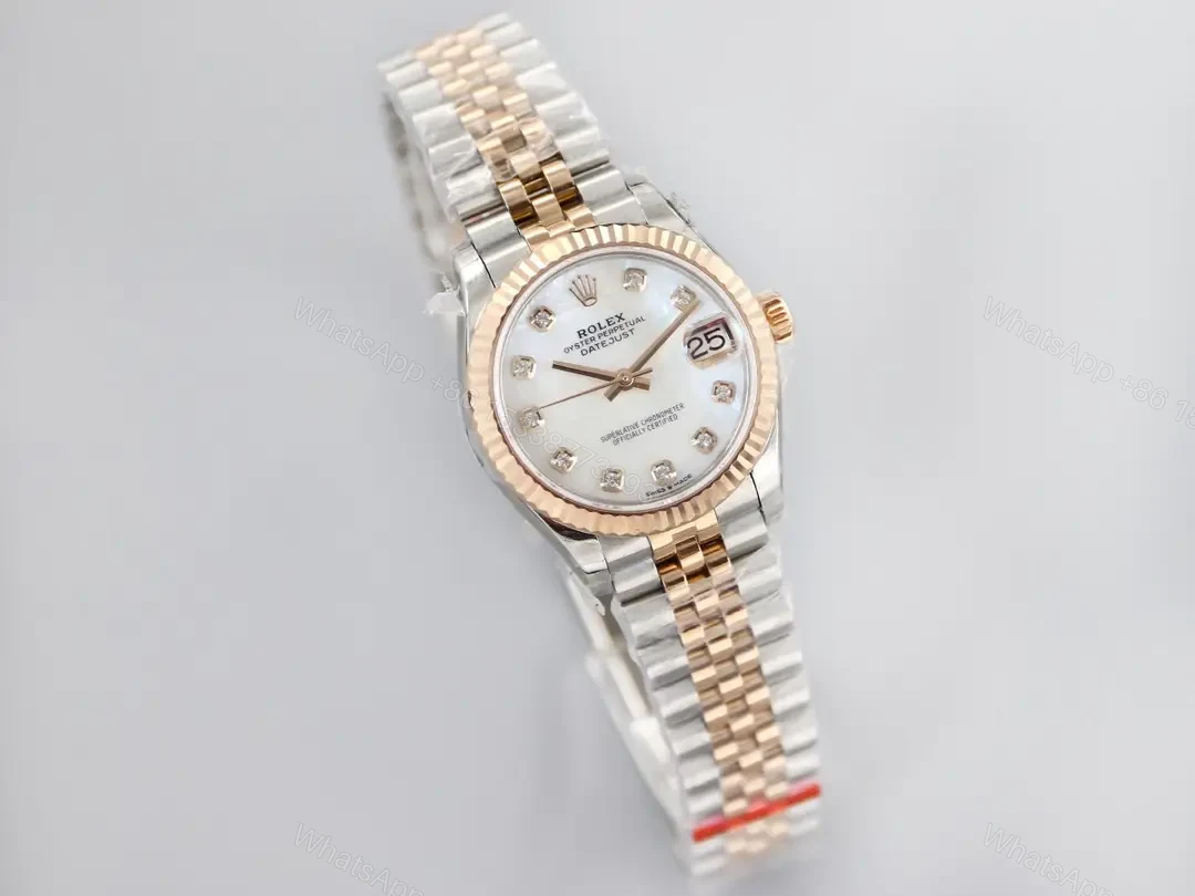 View 2 of Rolex Datejust 31 Rolesor Everose Fluted Jubilee MOP White Dial 178271-0060