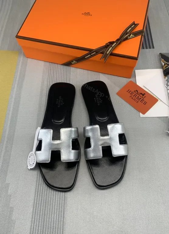 View 6 of HermÃ ̈s Oran Sandals: Metallic-H Leather, Luxe Open-Toe Footwear