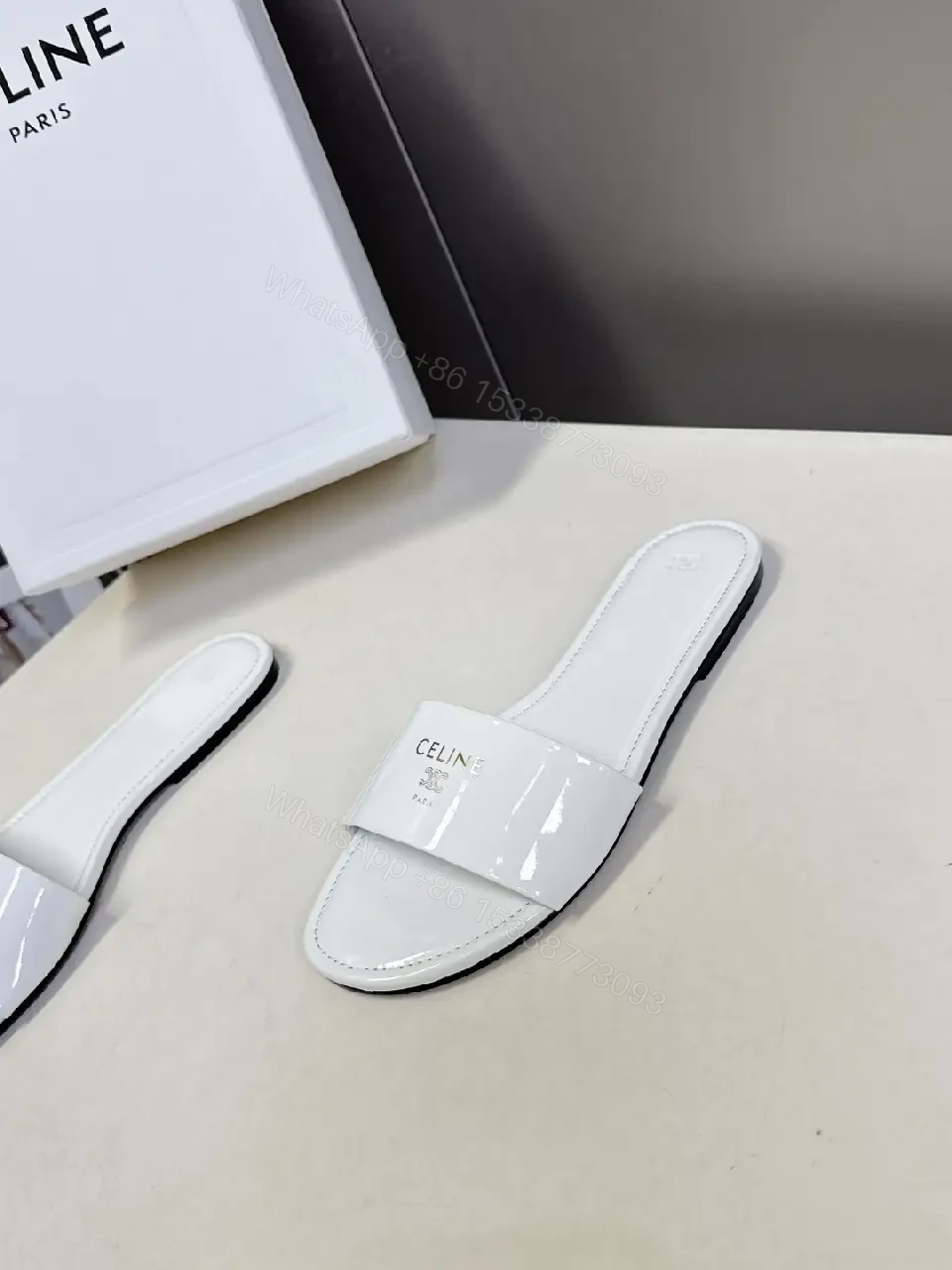 View 4 of Minimalist White Slip-On with Luxe Details - Premium Comfort Slides