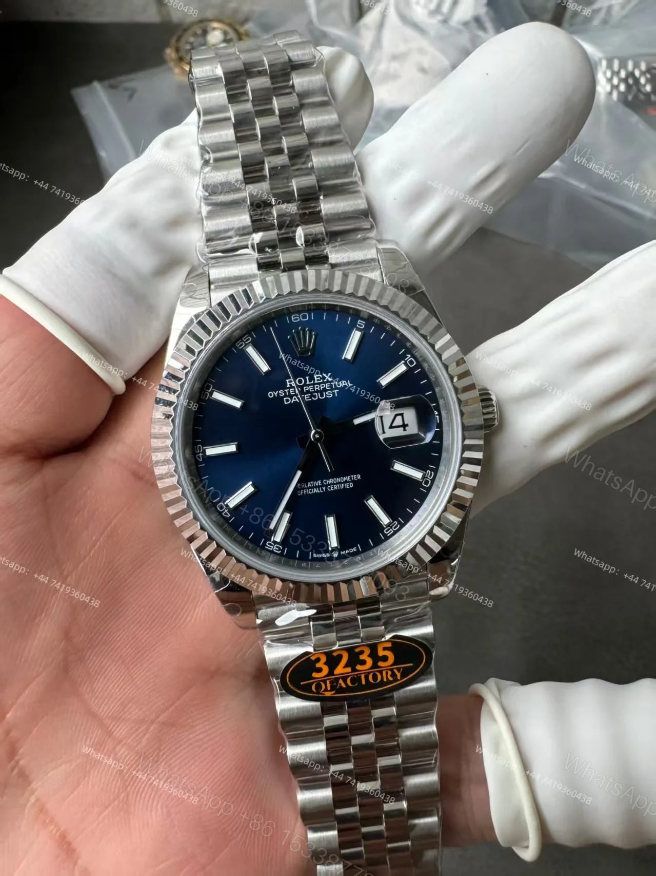 View 11 of Rolex Datejust M126334 Blue Dial 1:1 Replica Jubilee 41MM 3235 Movement Super Clone Watch