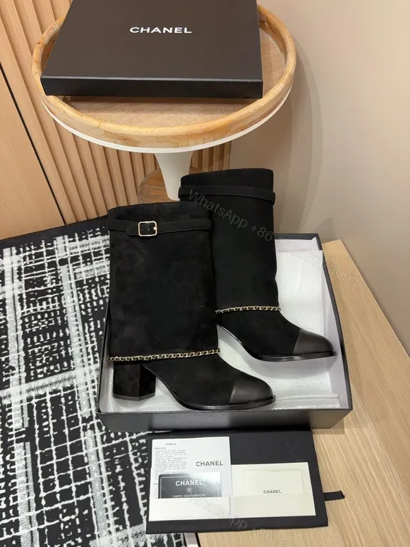 View 7 of Chanel-Inspired Black Ankle Boots: Sculpted Comfort & Style