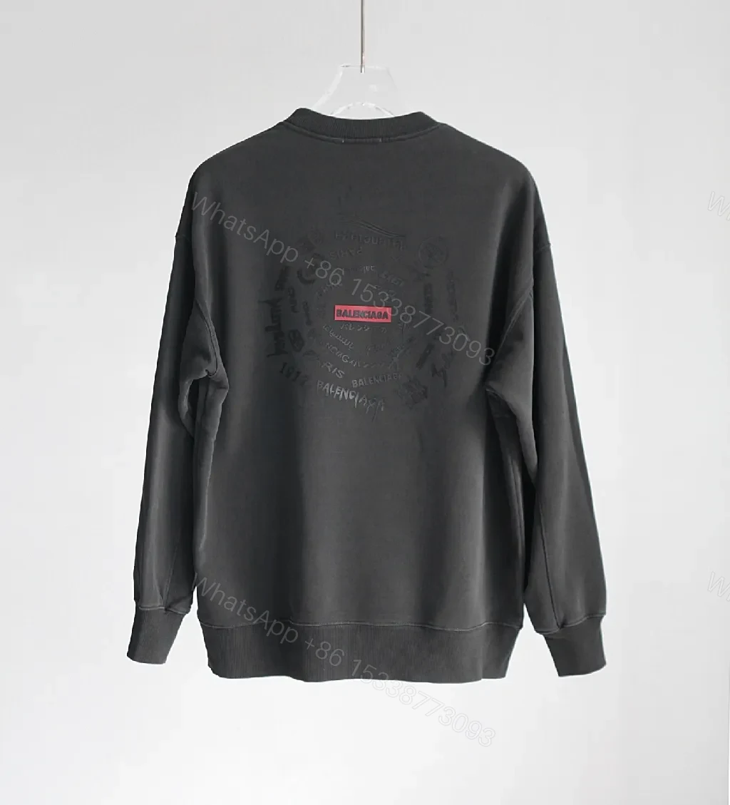 View 7 of Charcoal Cotton Minimalist Logo Sweatshirt with Elevated Details