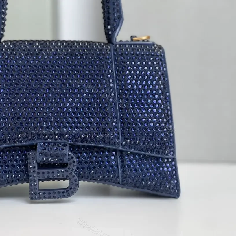 View 4 of 高仿Balenciaga*Hourglass系列沙漏包滿鑽深藍色XS