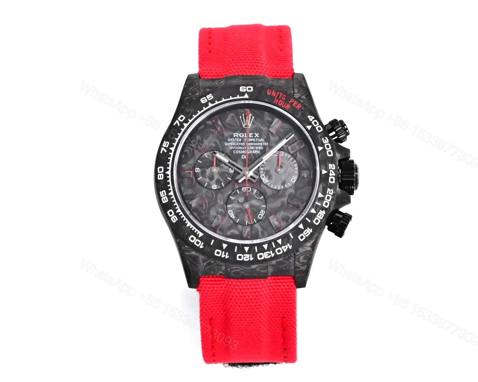 Rolex Daytona Carbon Skeleton Black Dial Red Strap Edition 40mm RLX-DAY-CARB-SKL40-RED — view 1