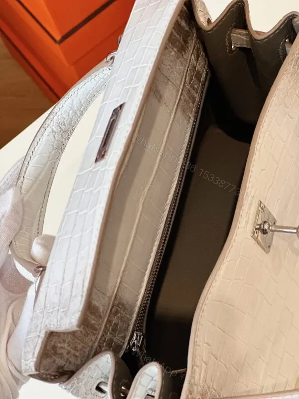View 9 of HN 25 Himalaya Albino Genuine Crocodile Leather Palladium Hardware