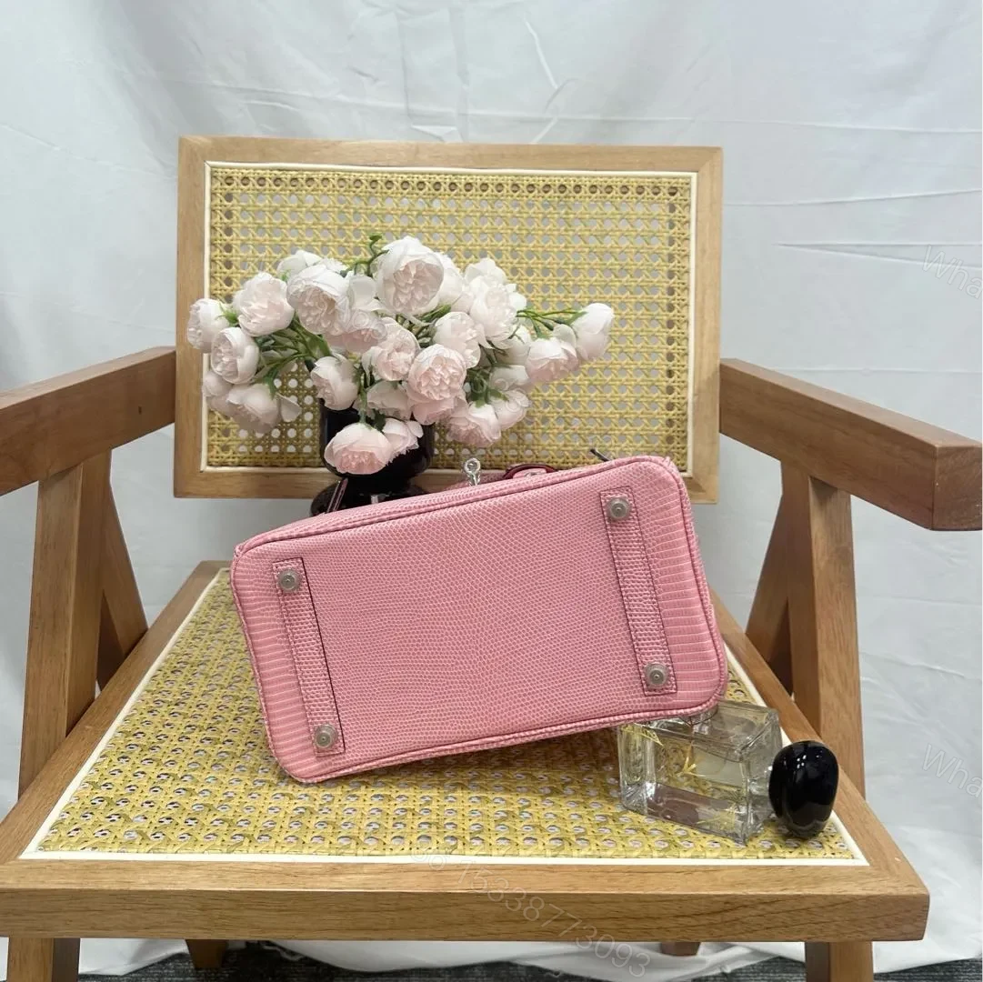 View 4 of Hermes Birkin 25cm Sakura Pink Lizard Leather Silver Hardware