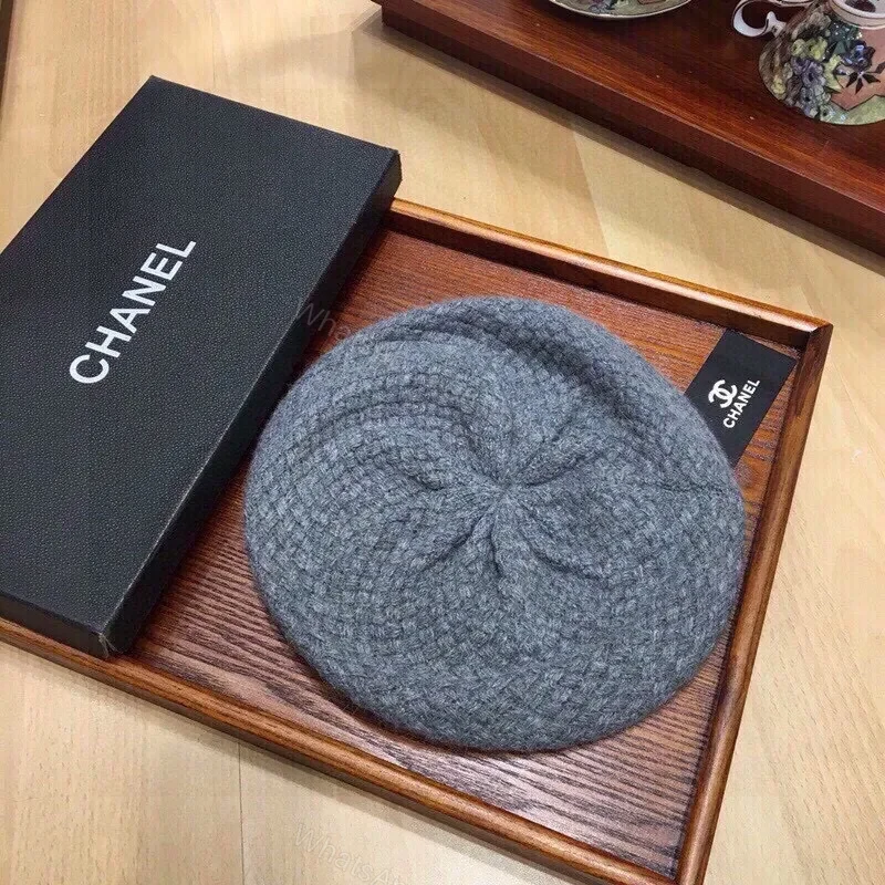View 3 of Muted Gray Knit Set: Cozy Luxury Scarf & Beanie with Logo Hardware