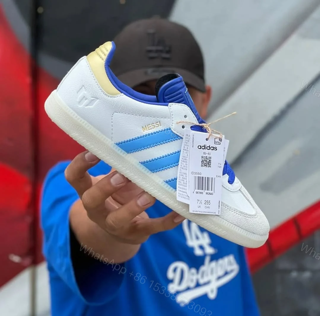 First Copy Adidas Lionel Messi X Samba White/Blue — view 1