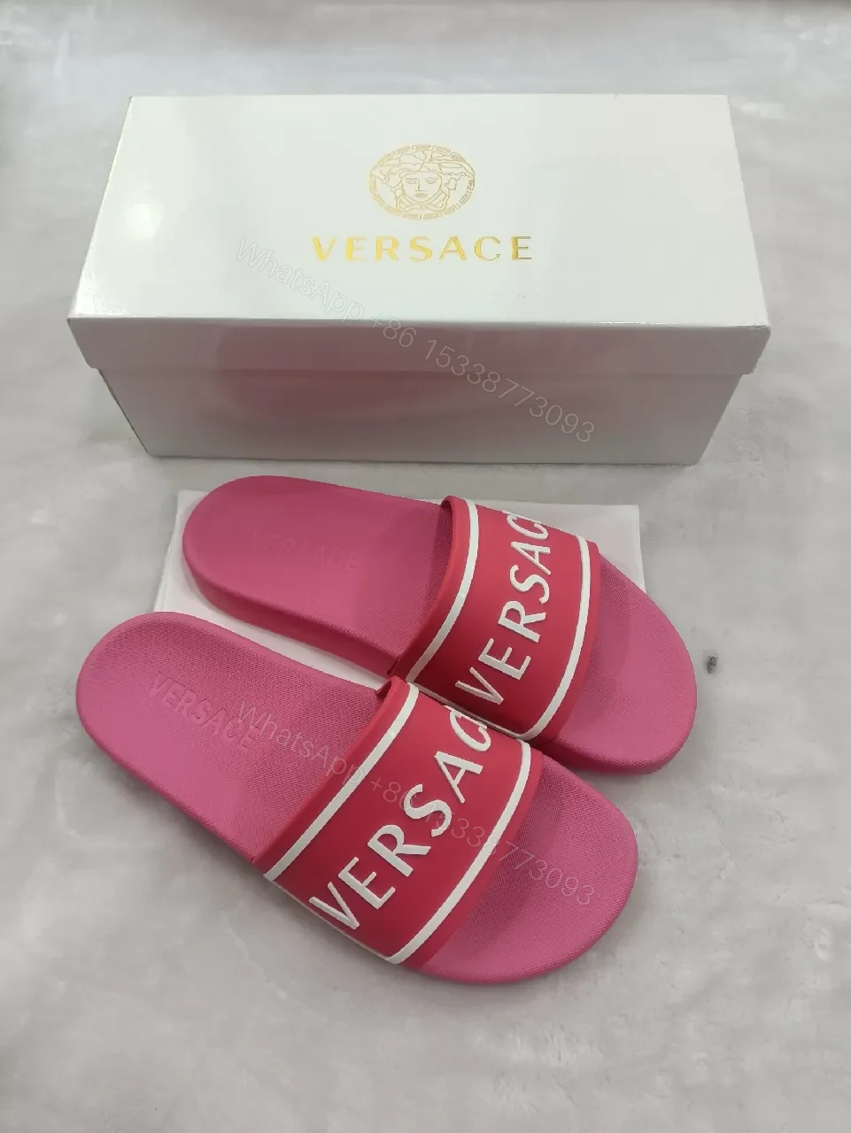 View 7 of Pink Synthetic Slide, Cushioned Strap, Flat Footer