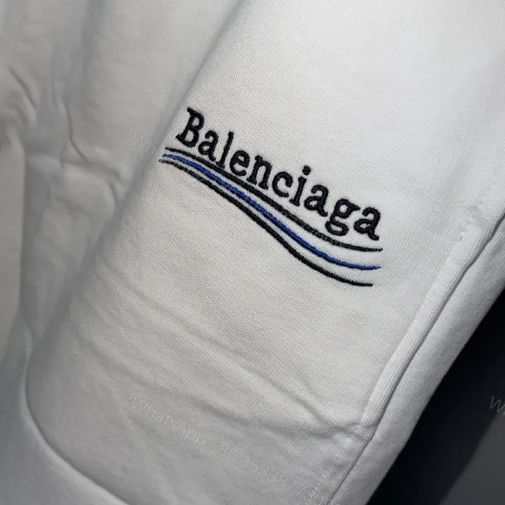 View 5 of White Nylon Casual Drawstring Balenciaga Logo Shorts