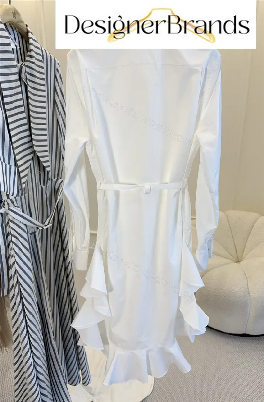 View 3 of Dior White Pure Cotton Poplin Ruffled Dress