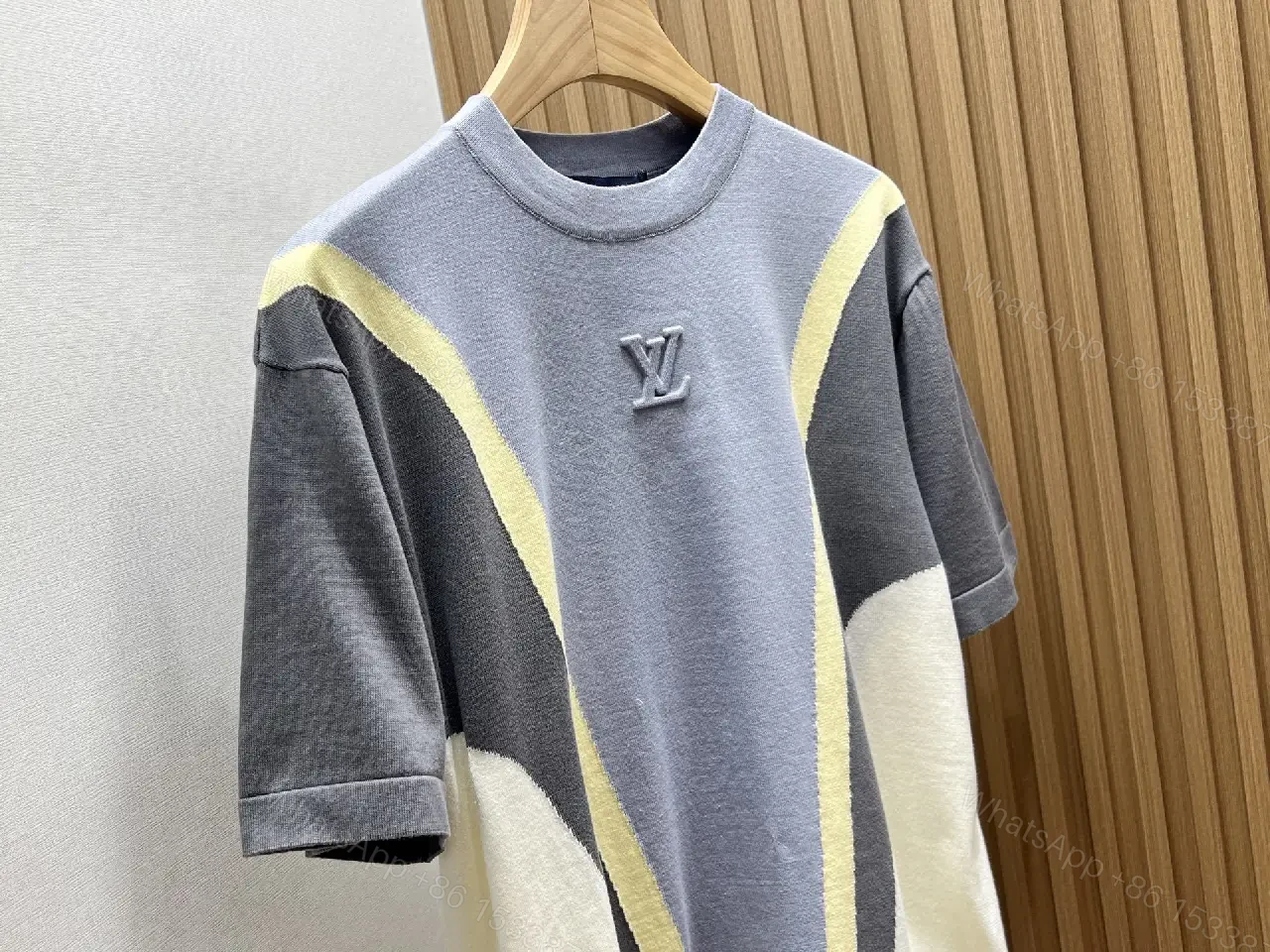 View 6 of Colorblocked Cotton Blend Tee with Subtle Embroidery