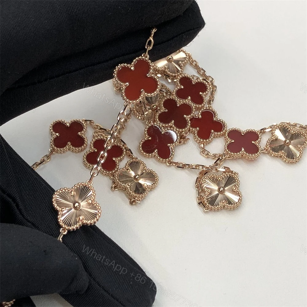 View 2 of Van Cleef & Arpels Vintage Alhambra Long Necklace 20 Motif Guilloche Carnelian VCARP7RO00