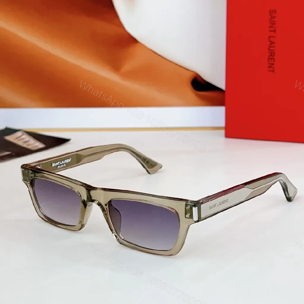 View 9 of Amber-Accent Modern Edge Sunglasses - Lightweight, Rectangular Frame