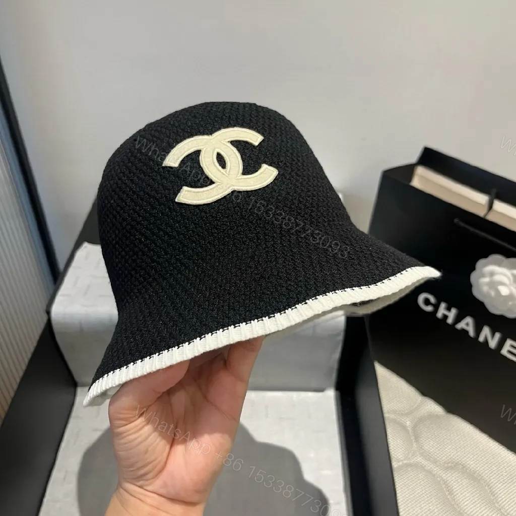 View 5 of Navy Knit Bucket Hat: Luxe Logo, Embossed Detailing