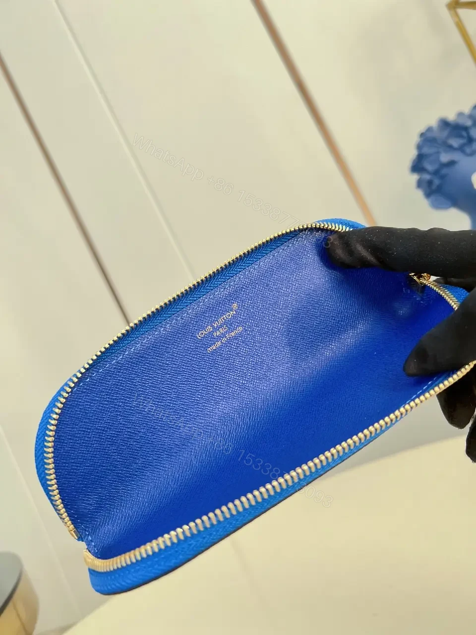 View 5 of Monogram Wallet on the Move – Charcoal Brown & Electric Blue Edge