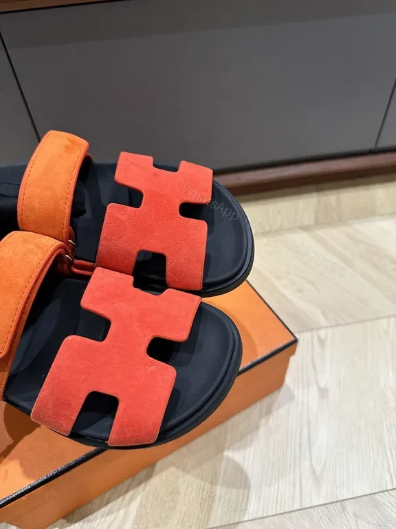 View 3 of Bold Stride: Vulkan Orange Hermes-Style Sandals