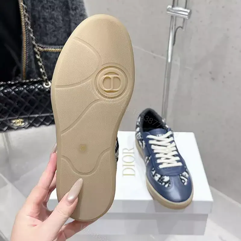 View 4 of DIOR B01 MATCHPOINT SNEAKERS UNISEX SMOOTH CALFSKIN AND JACQUARD CANVAS BLUE/GREY – CD179