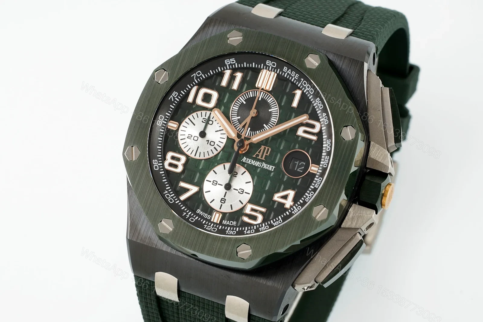 View 3 of Audemars Piguet Royal Oak Offshore Green Replica 44MM Premium Ceramic Rubber Strap Chronograph Edition RG-AP-ROO-GRN-CER-RUB-44