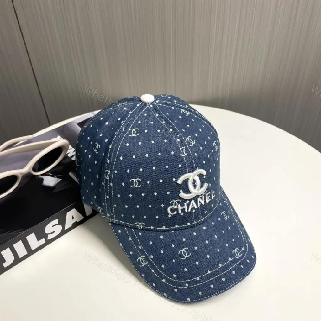 View 6 of Denim Cap with Polka-Detailing: Luxe Everyday Accessory