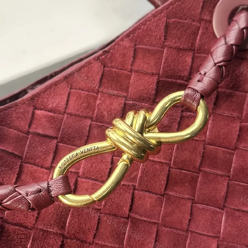 View 8 of Textured Burgundy Weave Everyday Mini Bag with Gold Hardware