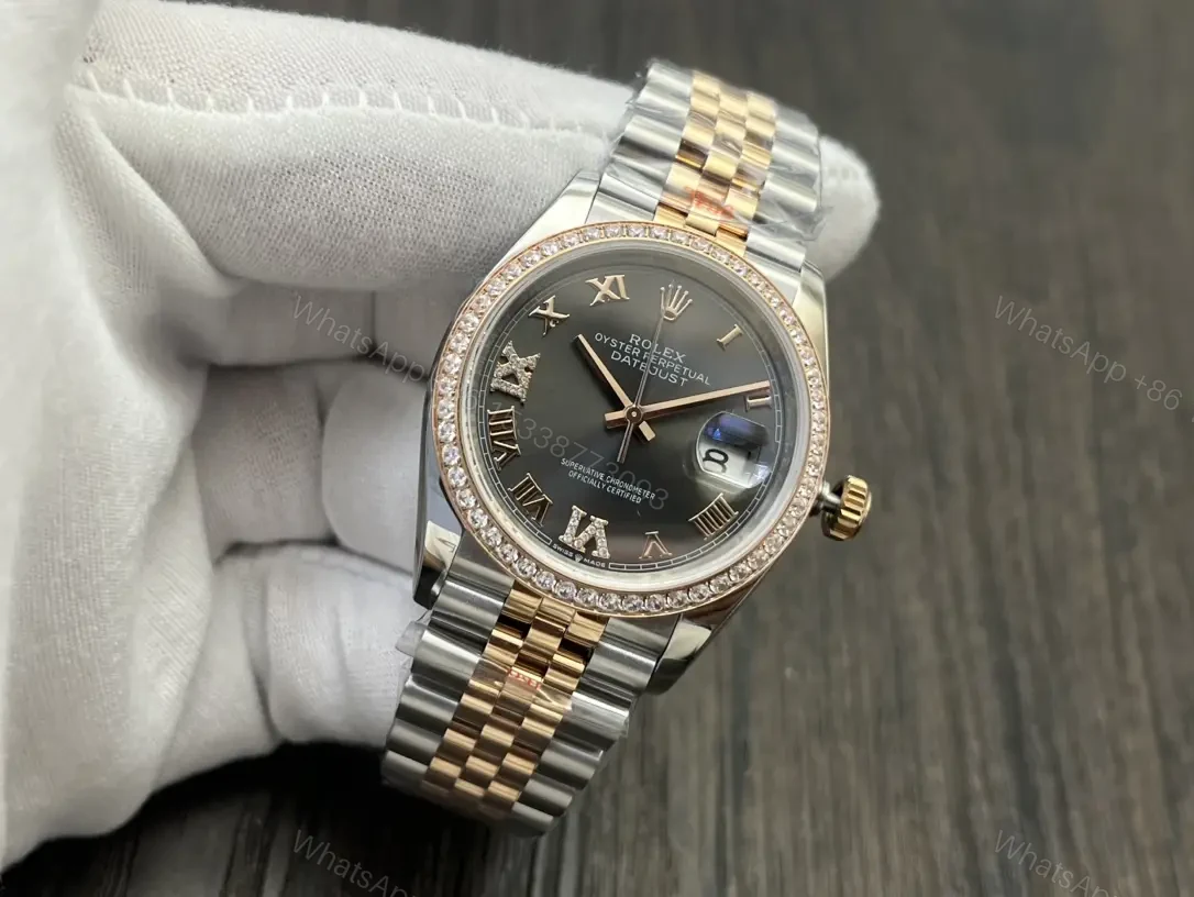 View 3 of Rolex Datejust 36 Stainless Steel Yellow Gold Diamond Grey Roman Jubilee 278383RBR-0018