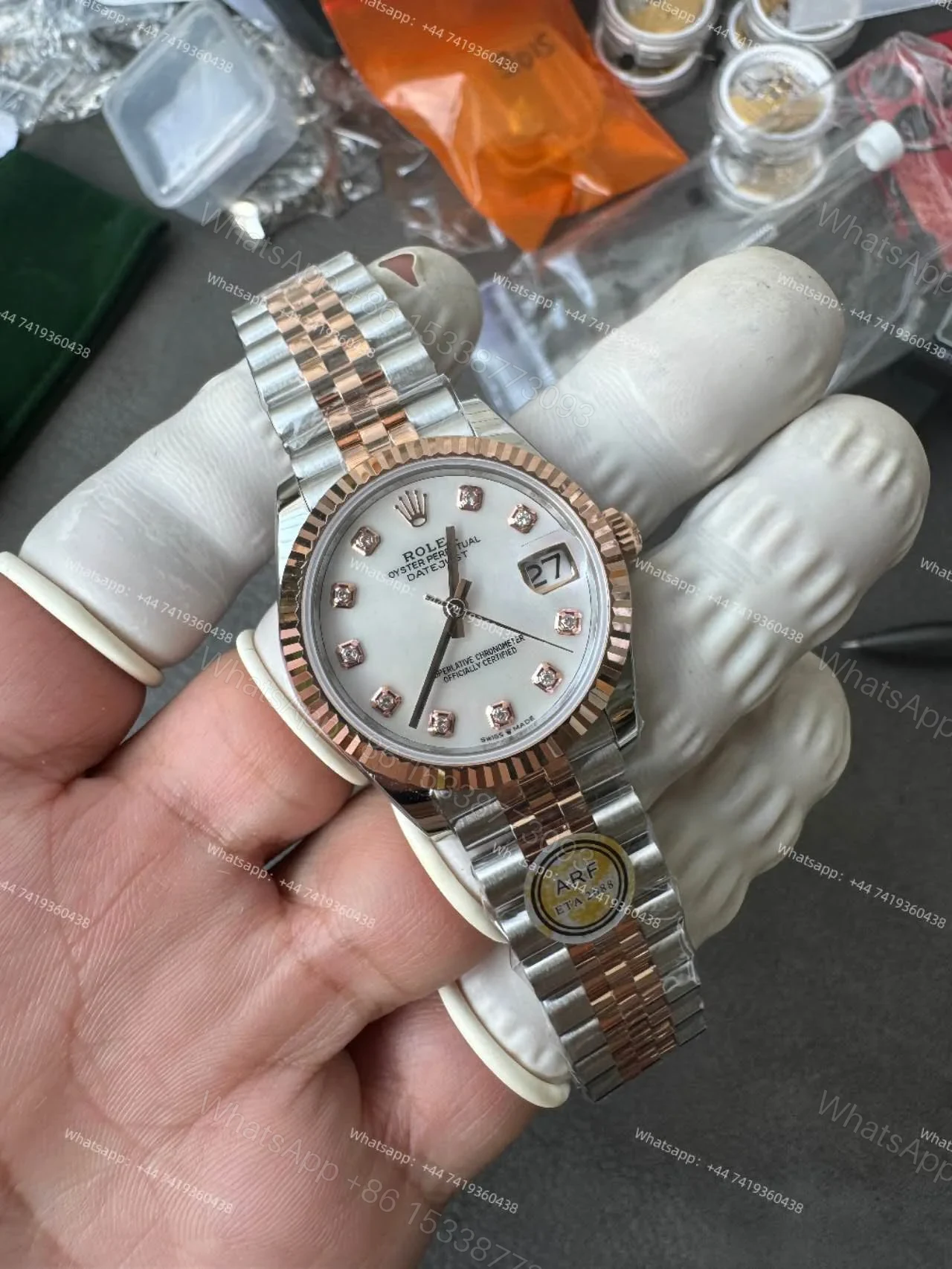 View 4 of Rolex Datejust M278271-0026 1:1 Replica Rose Gold Mother of Pearl Dial Jubilee 31MM 2236 Movement Super Clone Watch
