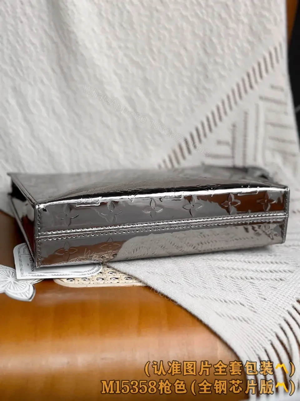 View 2 of Gunmetal Monogram Luxe Wallet: Glossy Coated Canvas, Bi-Fold