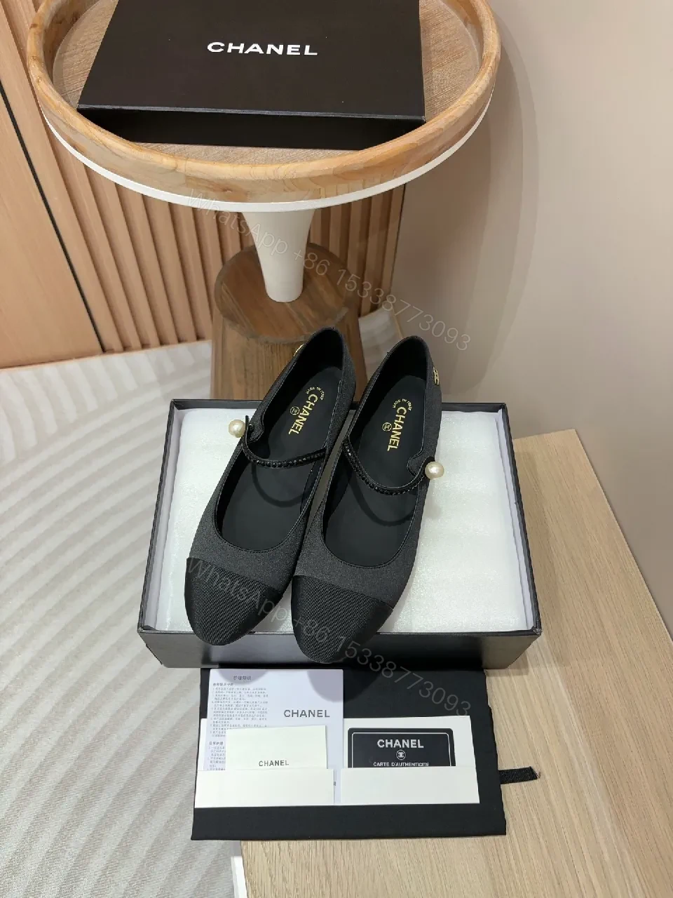 View 5 of Black Satin Flats with Pearl Accent – Refined Everyday Luxury